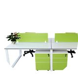 办公家具简易组装钢架绿色员工工作位4人位屏风职员办公桌椅组合