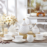 宫廷珠点欧式经典骨瓷咖啡茶具下午茶具金边杯碟礼盒托盘陶瓷套装