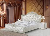 欧式床新款现代高档太子床进口真皮床双人床婚实木雕花床1.8米2米