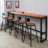 美式loft铁艺实木长桌吧台桌星巴克桌椅咖啡厅桌酒吧桌餐桌高脚椅