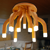 吸顶灯实木LED餐厅卧室书房北欧宜家温馨创意木艺圆形 灯 客厅灯