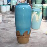 蓝色地中海陶瓷落地大花瓶客厅花瓶家居装饰品美式乡村摆件 陶罐
