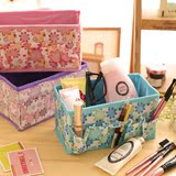 韩式无纺布小号化妆品收纳盒可折叠办公桌面杂物文具整理盒储物盒