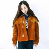 2015春季女新款韩版短外套夹克衬衫女棉衣文艺复古韩版灯芯绒上衣