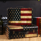 英伦复古收纳箱美国国旗储物盒家居摆件摆设装饰品摄影道具收纳箱