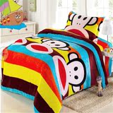 卡通猴法兰绒泺一家纺床上用品法莱床单，被套，枕套包邮
