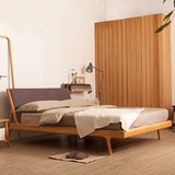 北欧日式全实木床1.8米白橡木床1.5双人床1.2单人床简约现代特价