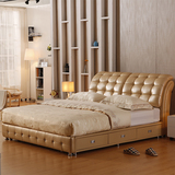 真皮床1.8米皮床双人床带抽屉储物床1.5米榻榻米婚床小户型高箱床