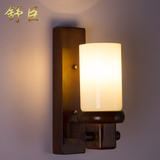 中式现代壁灯欧式床头壁灯客厅餐厅过道实木创意灯木头房间小灯具
