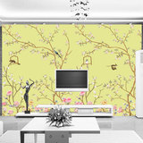 电视背景墙纸壁纸 类墙布客厅卧室沙发 电脑手绘花鸟无缝大型壁画