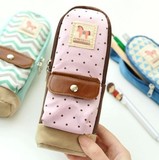 【甜小妞】韩国可爱多功能收纳包皮革帆布文具盒创意学生书包笔袋