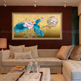 客厅装饰画卧室壁画挂画东南亚泰式室内油画新中式墙画 荷花画魔