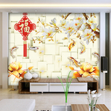 中式高清福字花朵3D大型壁画电视背景影视墙壁纸客厅沙发装饰墙纸
