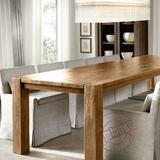老榆木可拆粗腿餐桌木色复古美式乡村餐桌欧式法式简约复古实木桌