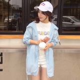 外套女春秋韩版学生夏季拉链带帽中长款防晒衣防紫外线薄外套女潮