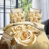 新款纯棉3D四件套春秋全棉床上用品立体大版花床单被套婚庆4件套