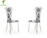 贤正奢华优雅新古典休闲椅 欧式不锈钢椅子进口绒布餐椅孔雀椅子