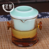青瓷红茶泡茶器 加厚耐热玻璃双耳杯壶泡茶器 陶瓷功夫花茶茶具