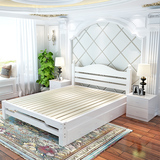 式床1.8 1.2 1.5米双人床实木床白色松木床公主床硬板床单人床欧