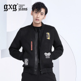 特惠gxg jeans男士夹克 网面贴布韩版时尚修身jacket外套秋装新款