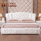 皮床欧式真皮床双人床1.5 1.8米 高档皮艺床新款婚床白色软床家具