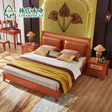 林氏木业东南亚风格家具1.8米双人床板式一米五软靠结婚大床BL2A