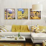 白桦树林植物风景装饰画客厅餐厅现代简约沙发背景卧室三联画油画