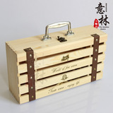 实木红酒盒双支礼品盒 葡萄酒木盒木箱洋包装盒子 松木制定做批发