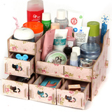 木质化妆品桌面收纳盒箱整理架DIY创意韩版特价超大书架包邮
