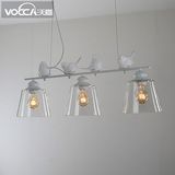 沃嘉北欧田园小鸟吊灯led创意个性简约玻璃三头客厅卧室餐厅灯具