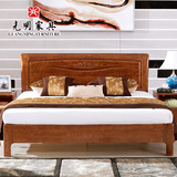 光明家具卧室实木家具 水曲柳全实木床1.8米双人床现代中式家具床
