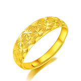 黄金戒指女款 结婚首饰品金戒指环 开口满天星情侣戒指 活口