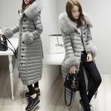 2015新款韩版女装冬装长款狐狸毛羽绒服女大毛领过膝羽绒衣外套长