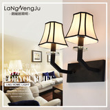 新中式双头壁灯现代简约仿古客厅卧室温馨床头灯酒店客房过道壁灯
