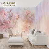 千贝 手绘玫瑰花墙纸 抽象艺术油画背景墙壁纸 客厅卧室大型壁画