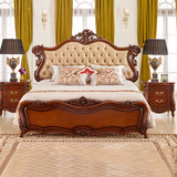 欧式床 简约开放漆床 美式床实木雕花床 法式床仿古双人婚床1.8米