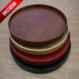 日式木质圆形托盘 大号木盘子创意茶盘水杯咖啡大托盘干果盘包邮
