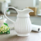 元素 白色手工陶瓷花器 水壶花插花器热卖花艺工艺品古典水笙花瓶