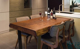 美式原粗边铁艺实木餐桌做旧家具餐厅大班桌长方形咖啡办公工作台