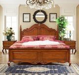 欧维佳 简约美式实木板床 1.5米双人大床婚床1.8米新古典雕花床