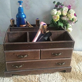 新款桌面欧式复古木质首饰盒饰品盒化妆品收纳盒梳妆盒 生日礼物