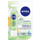 俄罗斯代购NIVEA妮维雅Pure&natural润唇膏洋甘菊金盏花护理软化