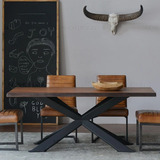 美式实木餐桌椅 咖啡厅餐馆桌椅组合书房书桌 创意办公桌 会议桌