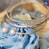韩国正品直邮代购CLUE专柜女士手链手环钻石珍珠时尚潮流银镀金