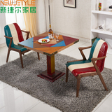 北欧实木彩色花桌子 现代正方形餐桌小户型饭桌方桌咖啡厅桌椅
