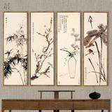 新中式装饰画 禅意竖版水墨画客厅沙发背景墙挂画玄关走廊有框画