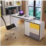 旋转烤漆转角电脑桌台式桌家用简约办公书桌书柜组合写字台可定制
