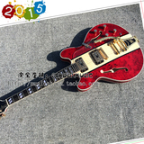 Custom 335爵士吉他 F孔大摇杆电吉他 红色树瘤皮双摇吉他 可定制