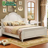 美式全实木床 双人床 胡桃木床1.5米 白色床1.8 高箱储物婚床家具