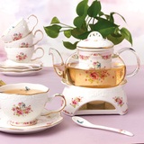 欧式浮雕花茶玻璃茶具套装英式透明陶瓷加热花草茶壶水果茶壶包邮